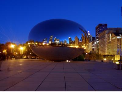 芝加哥, 豆, 晚上, 天际线, 夜间图像, 摩天大楼, 建筑