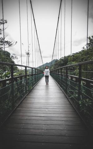 桥梁, 台湾, 瀑布, 自然, 桥-男人作结构, 悬索桥, 一个人