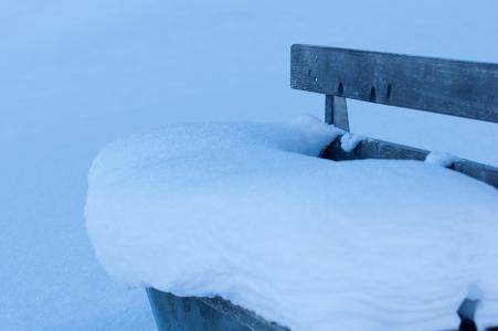 银行, 板凳, 座位, 出, 白雪皑皑, 雪, 自然