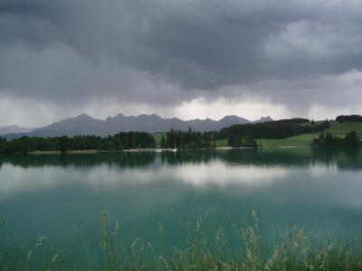 福尔根湖湖, 风暴, 夏季, gewitterm, 天空, 菲森, 水