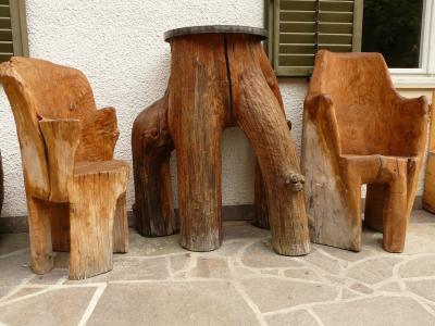 家具, 表, 椅子, 木材, 花园家具, 木材-材料, 棕色