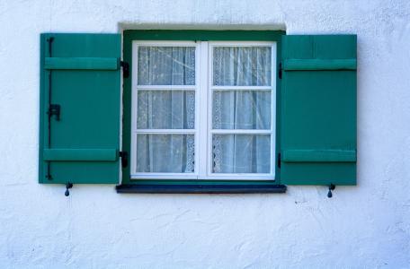 窗口, 老, 折叠百叶窗, 快门, 气氛, 农舍, 立面