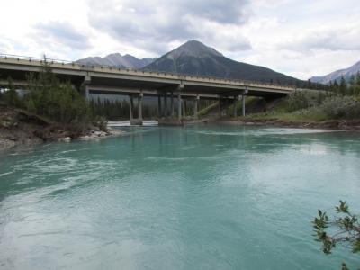 河, 加拿大, 山, 水课程, 景观, 冰, 桥梁