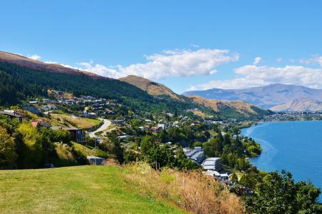 湖, 村庄, 风景, 水, 山, 自然, 新西兰