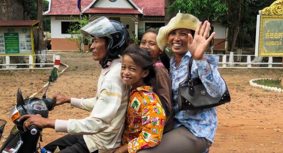 柬埔寨, 亚洲, 暹粒, 摩托车, 家庭, 波, 性格开朗