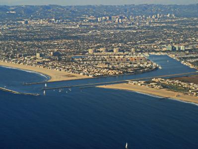洛杉矶, 空中拍摄, 鸟瞰图, 滨海 del 雷伊, 加利福尼亚州, 建筑, 天际线