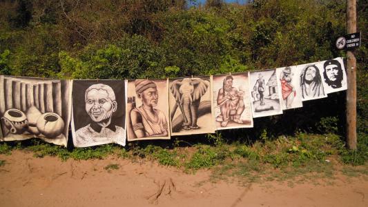 莫桑比克, 非洲, 街边市场, 绘画, 艺术, 肖像, 人