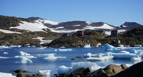 冰山, 海, 峡湾, 山脉, 格陵兰岛, 北极圈内, 感冒