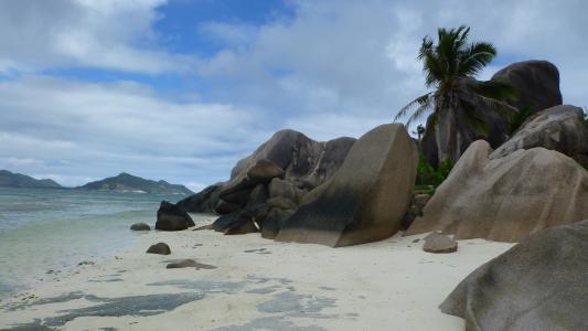 塞舌尔, 假日, 印度洋, 岩石, 美丽的海滩, 棕榈树, 岛屿
