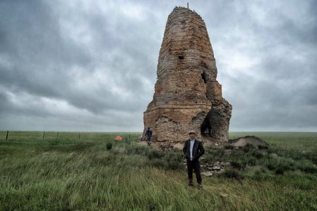 废墟, herurenbazu 佛塔, 蒙古东部, dornodo 平原, 大约 1000 年前, 契丹时代, 挖掘