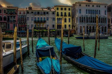 威尼斯, 威尼斯人, 晚上, 月光, 吊船, 运河, 意大利