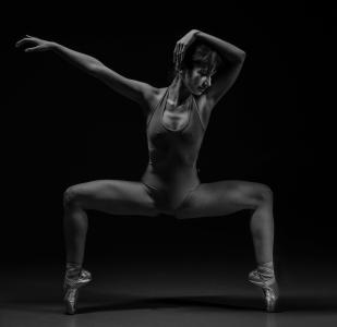 芭蕾舞女演员, 紧身, 平衡, 小贴士, 脚趾, 灰度, 人