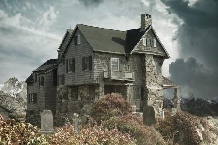 房子, 公墓, 闹鬼的房子, 墓地附近的房子, 黑暗, 恐怖, 哥特式