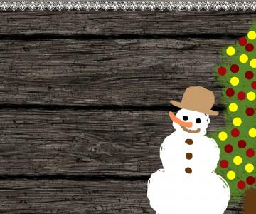 背景, 木材, 小雪人, 圣诞树