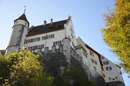 封闭 lenzburg, lenzburg, 城堡, aargau, 瑞士, 中世纪, 从历史上看