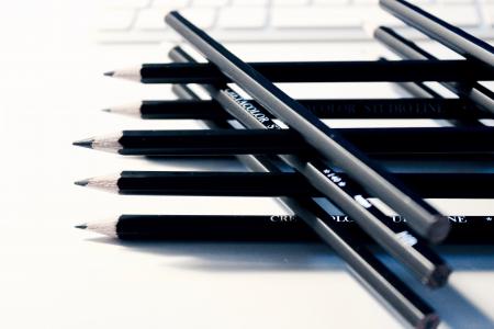 堆栈, 黑色, 铅笔, 键盘, 写作, 绘图, 创意