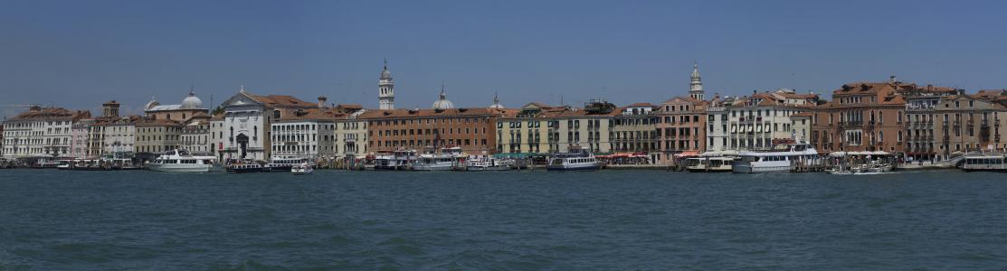 威尼斯, 全景, 意大利, 水, 通道, 威尼斯, 小船