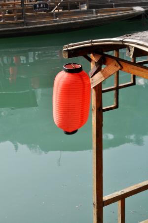 红灯笼, 湖, 船舶, 中国, 红纸灯笼