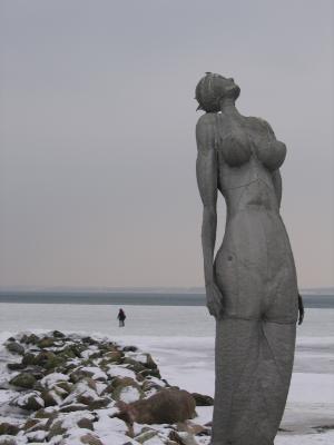 美人鱼, 波罗地海, 冬天, 感冒, 海, 雪, 海滩