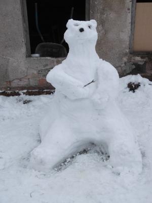 熊, 雪, 冬天, 工作, 弗罗斯特, 雕像, 创造力