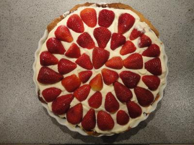 草莓蛋糕, 红色, 甜点, 关闭, 鸟瞰图, 草莓, 蛋糕