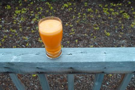 胡萝卜汁, 玻璃, 杯, 外面, 甲板上, 木材, 健康