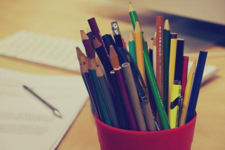 各种, 颜色, 钢笔, 红色, 持有人, 铅笔, 固定