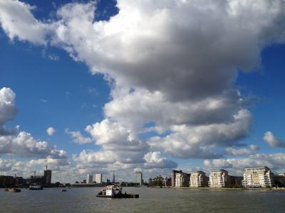 城市天际线, 泰晤士河, 碎片, 蓝蓝的天空, 英格兰, 河, 伦敦