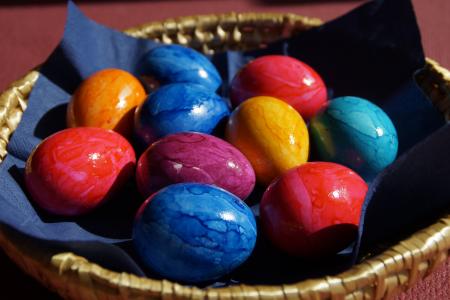 复活节彩蛋, 春天, 复活节兔子, 购物篮, rbchen 复活节篮子, 鸡蛋, 多彩