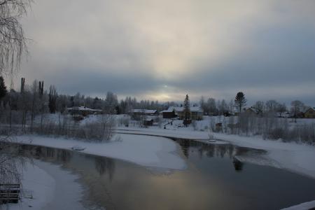 景观, 冬天, 水, 河, 弗罗斯特, 芬兰语, 雪