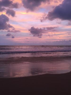日落, 海滩, 海, 傍晚的天空, 余辉, abendstimmung, 在海边