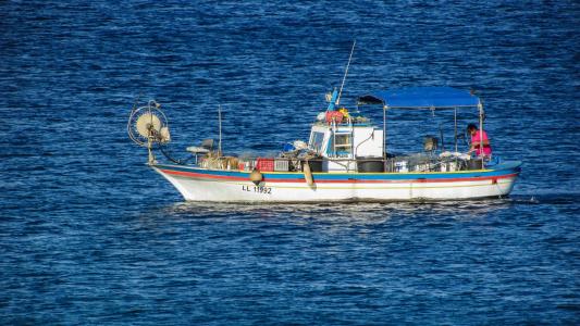 渔船, 捕鱼, 海, 蓝色, 渔夫, 塞浦路斯