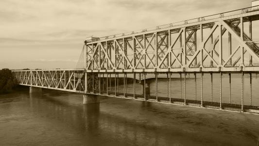桥梁, 河, 密苏里河, 市中心, 水, 建筑