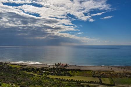 塞浦路斯, kourion 海滩, 景观, 海, 海滩, 天空, 云彩