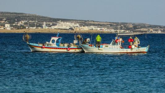 塞浦路斯, 阿依纳帕, 渔船, 渔夫, 海, 景观, 捕鱼