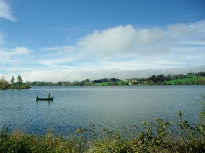 gruentensee, 渔船, 绿色, 蓝色, 启动, 湖, 划艇