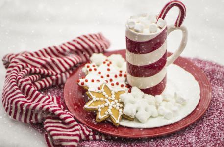 糖果手杖, 热巧克力, 可可, 圣诞节, 假日, 饮料, 饮料