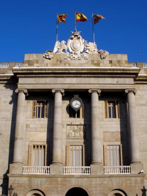 巴塞罗那, 市政厅, 新古典主义, 立面, 列, 西班牙, 建筑