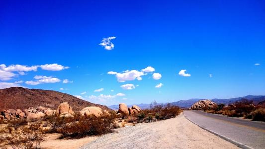 道路, 石头, 天空, 蓝色, 云彩