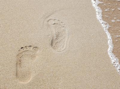 痕迹, 沙子, 海, 跟踪, 海滩, 沙海中的足迹, 足迹