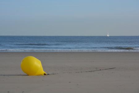 浮标, 海, 海滩, 黄色浮标