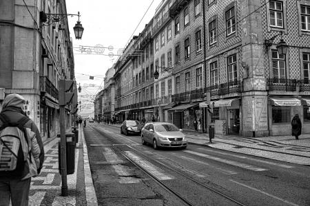 街道, 里斯本, 葡萄牙, 城市, 汽车, 建设, 漫步