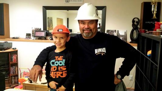 建筑工人, 男子, 父亲, 儿子, 自豪, 工作, 头盔
