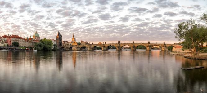 布拉格, 全景, 捷克共和国, 视图, 摩尔多瓦, 查理大桥, 河