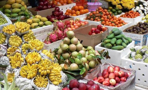 越南, 市场, 葡萄柚, pittaya, 芒果, chaillotte, 石榴