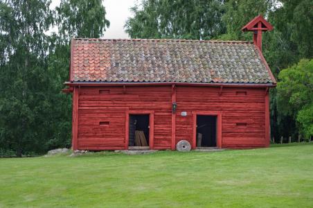 谷仓, 瑞典, 风景名胜, 老, 木材, 木制, 树木