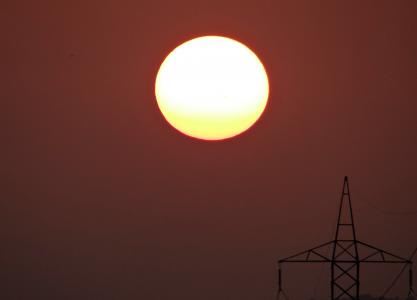 日落, 电塔, 电塔, shimoga, 卡纳塔克, 印度