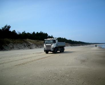 卡车, 海滩, 沙子, 波罗地海