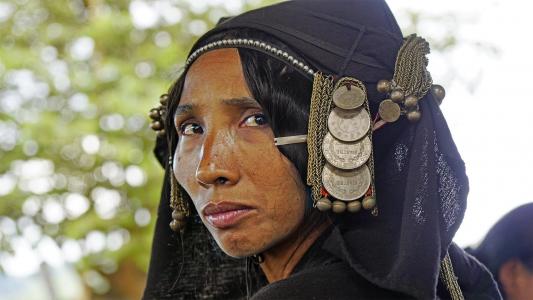 老挝, 阿卡, tribewoman, 土著, 文化, 亚洲, 肖像