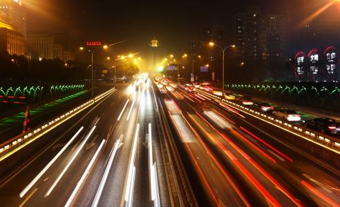 交通, 北京, 晚上, 速度, 街道, 运输, 运动模糊